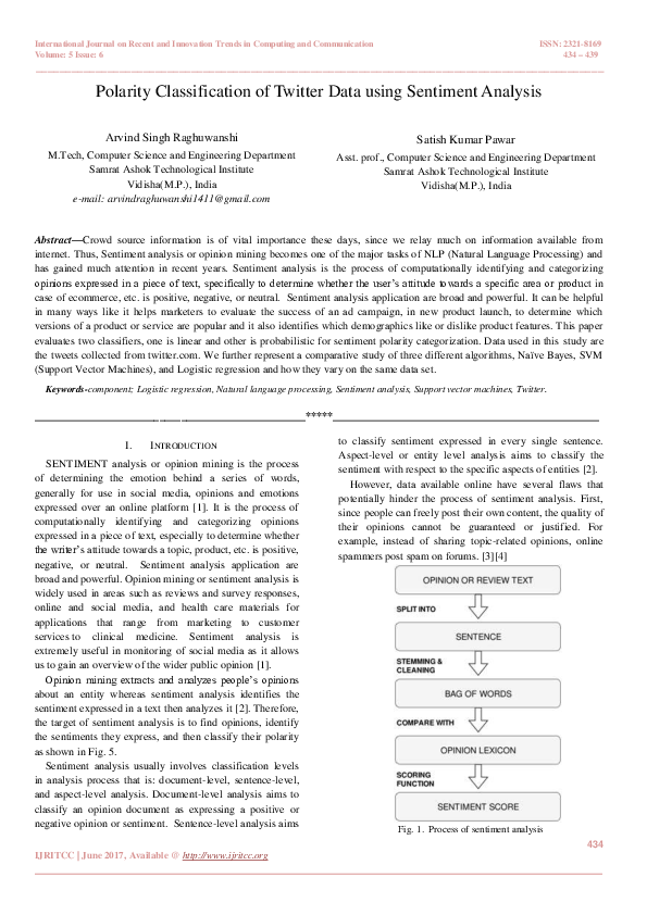 Pdf Polarity Classification Of Twitter Data Using Sentiment Analysis Pdf Polarity Classification Of Twitter Data Using Sentiment Analysis