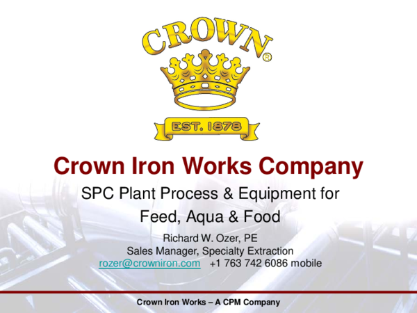 (PDF) Crown Iron Works Company Crown Iron Works – A CPM Company SPC