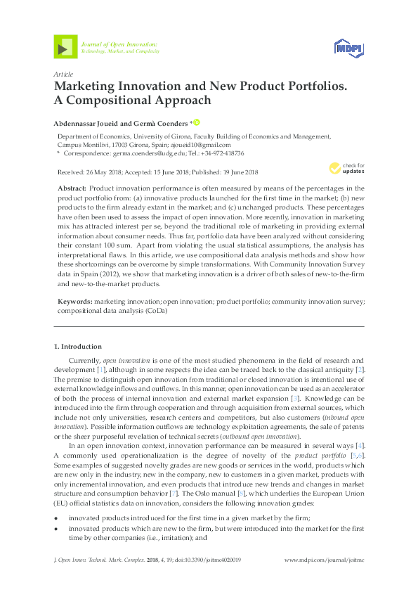 (PDF) Marketing Innovation and New Product Portfolios. A Compositional ...