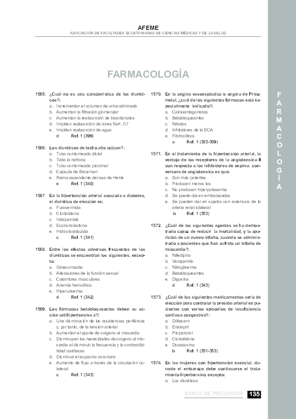 Banco de preguntas de farmacología de hipertensión