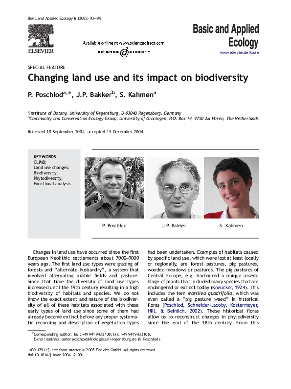 (PDF) Changing land use and its impact on biodiversity