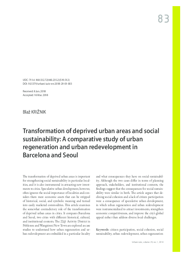 (PDF) Transformation of deprived urban areas and social sustainability ...