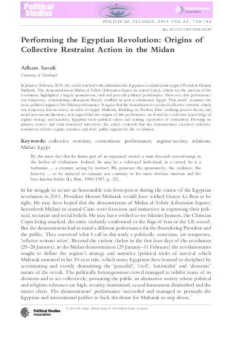 (PDF) Performing the Egyptian revolution: Origins of collective ...
