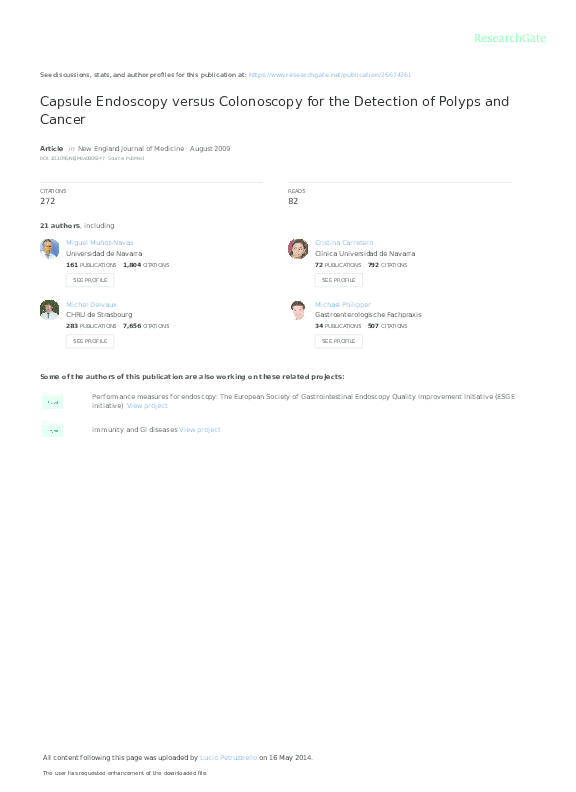 (PDF) Capsule endoscopy versus colonoscopy for the detection of polyps