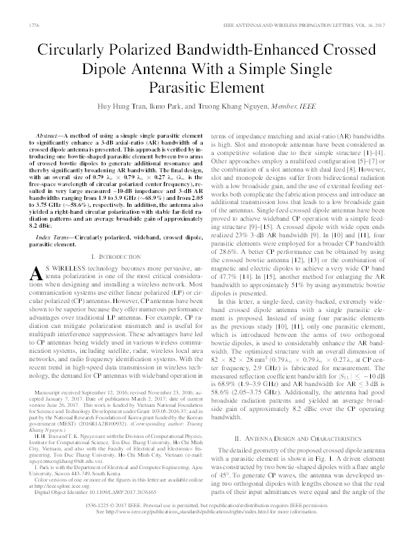 (PDF) Circularly Polarized Bandwidth-Enhanced Crossed Dipole Antenna ...