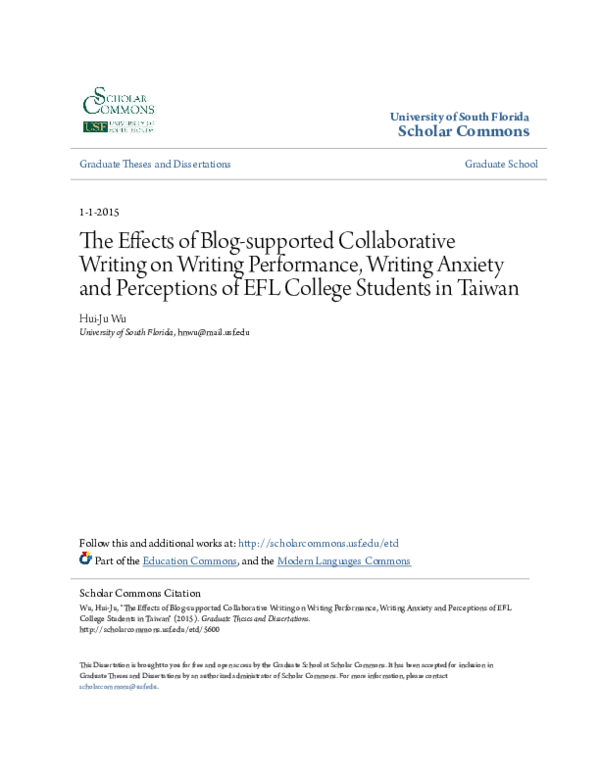 (PDF) The Effects of Blog-supported Collaborative Writing on Writing ...