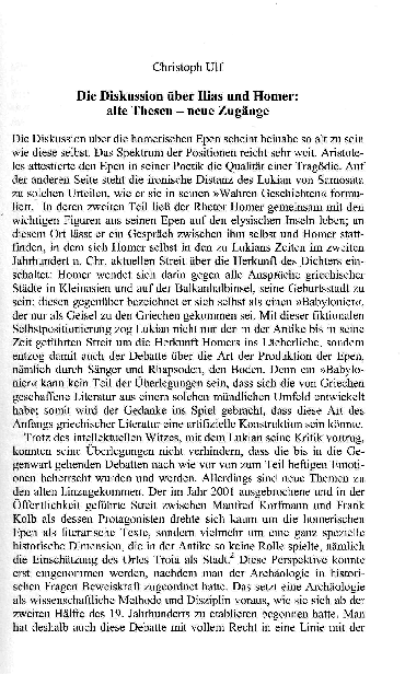 Pdf Die Diskussion Uber Ilias Und Homer Alte Thesen Neue Zugange Christoph Ulf Academia Edu