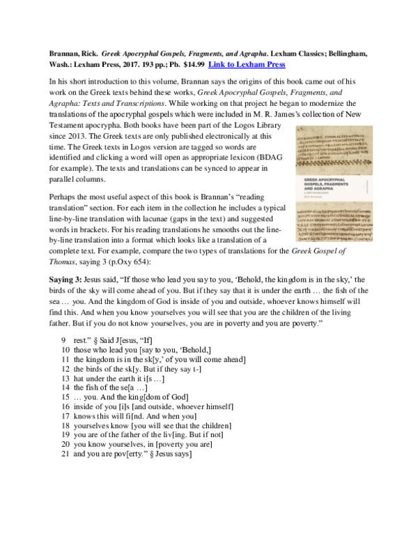 Apocryphal Gospels Pdf