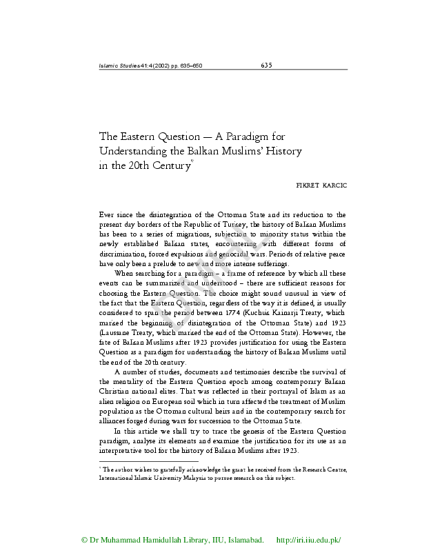 (PDF) The Eastern Question — A Paradigm for Understanding the Balkan ...