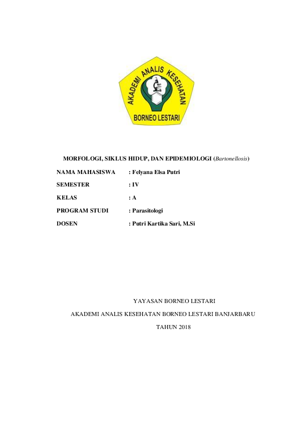 MORFOLOGI, SIKLUS HIDUP, DAN EPIDEMIOLOGI (Bartonellosis)