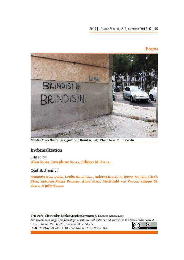 (PDF) Grassroots meanings of informality Resistance, subsistence and ...