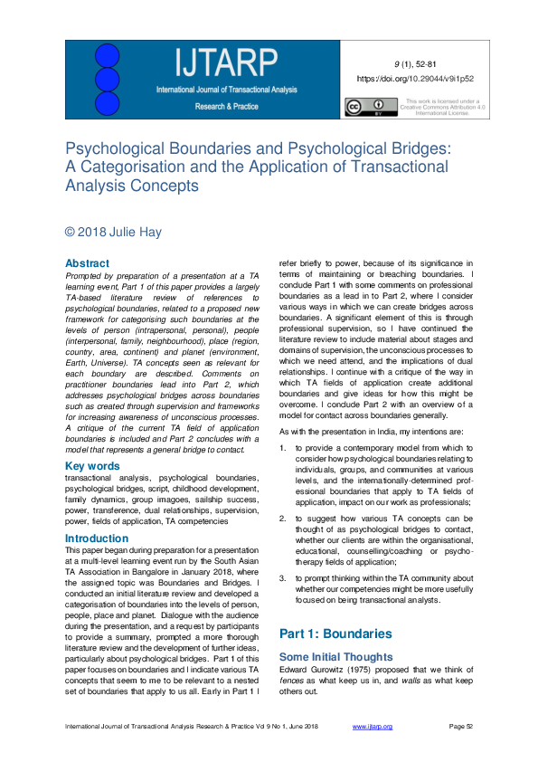 (PDF) Psychological Boundaries and Psychological Bridges: A ...