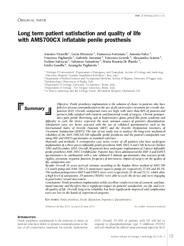 (PDF) Long term patient satisfaction and quality of life with AMS700CX ...