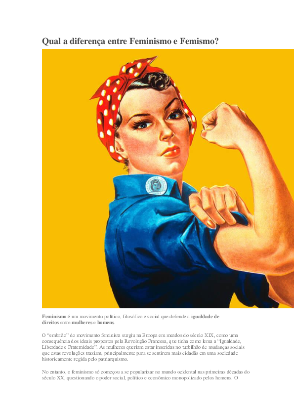(DOC) Qual a diferença entre Feminismo e Femismo