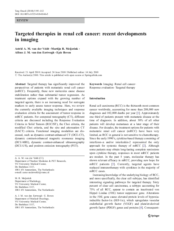 (PDF) Targeted therapies in renal cell cancer: recent developments in ...