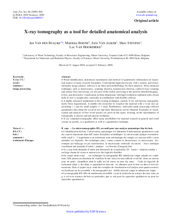 (PDF) X-ray tomography as a tool for detailed anatomical analysis