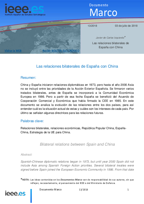 (PDF) China Spain relations