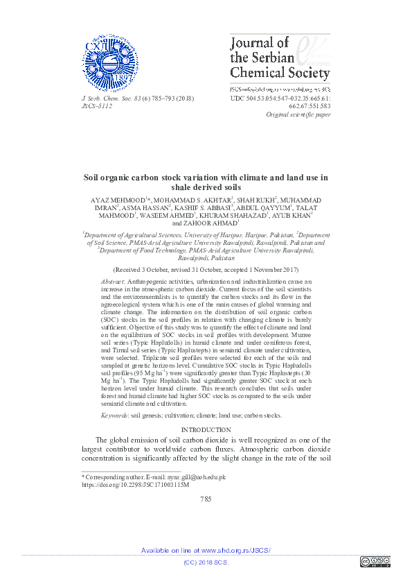 (PDF) Soil organic carbon stock variation with climate and land use in ...