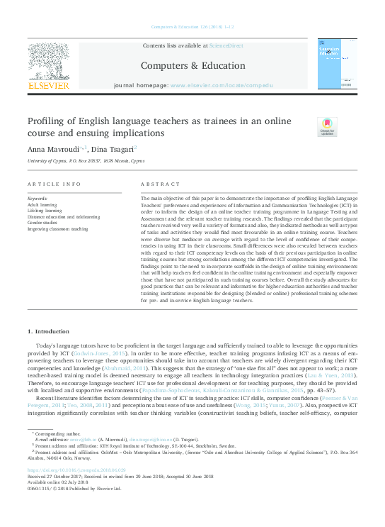 (PDF) Profiling of English language teachers as trainees in an online ...