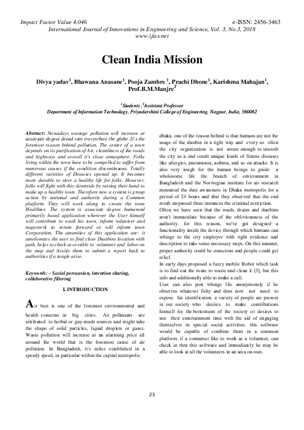 (PDF) Clean India Mission
