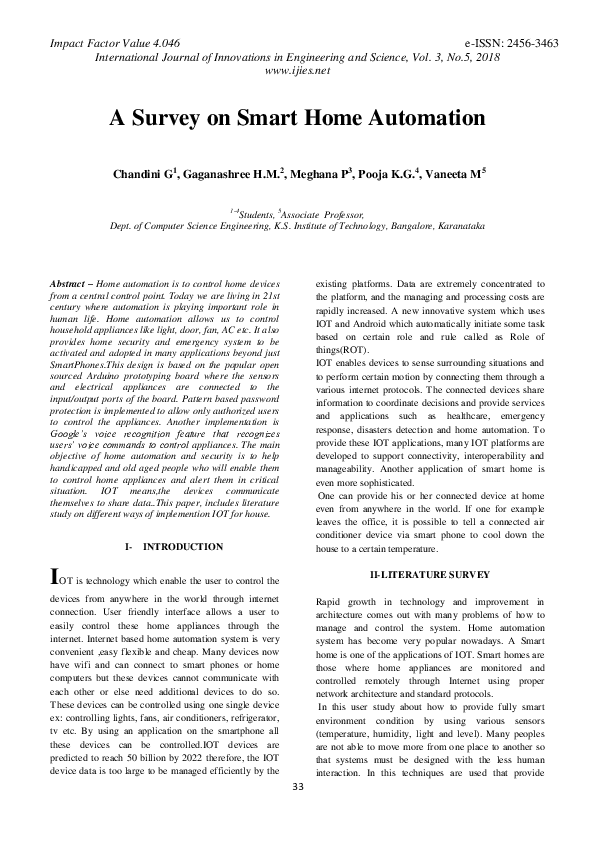 (PDF) A Survey on Smart Home Automation.pdf International Journal of