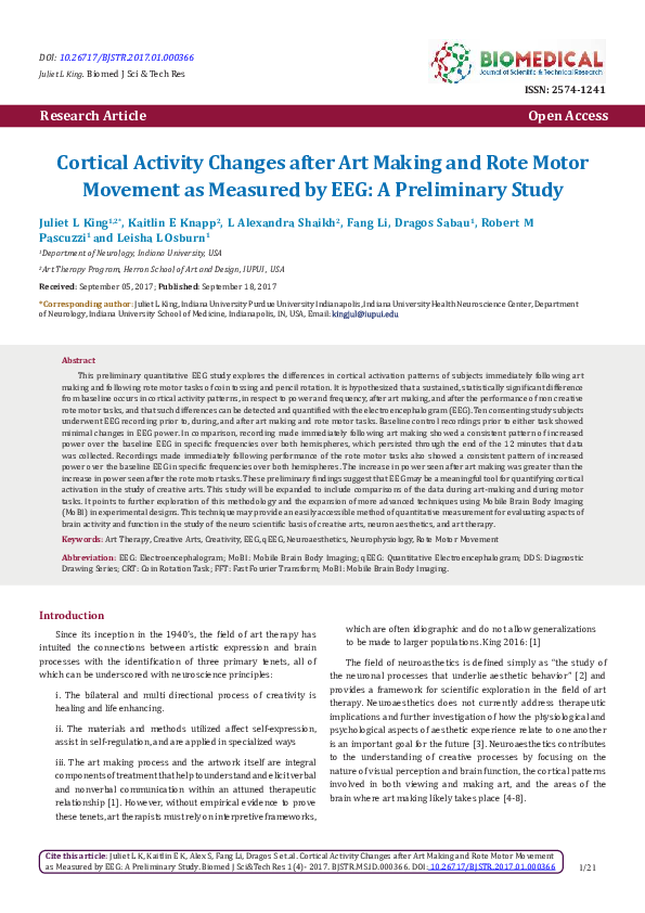 (PDF) Cortical Activity Changes after Art Making and Rote Motor ...