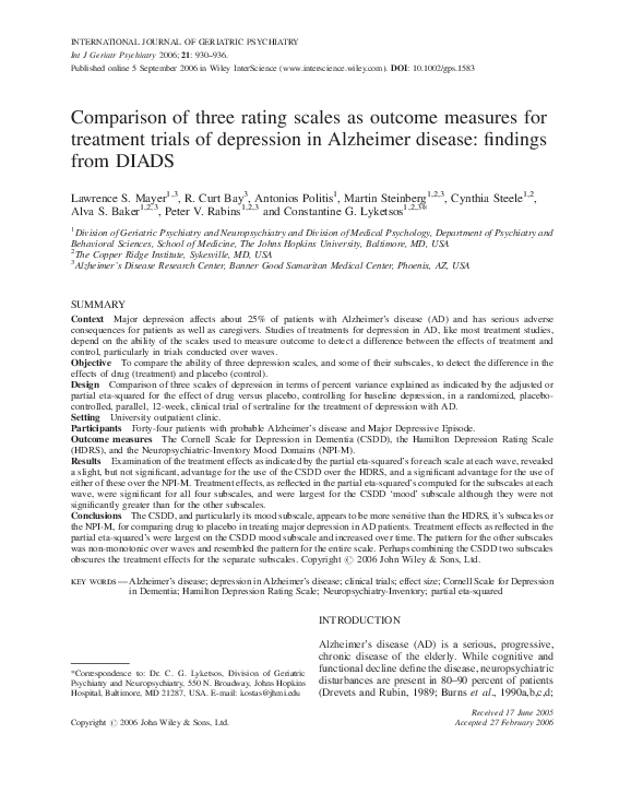 Pdf Comparison Of Three Rating Scales As Outcome Measures For