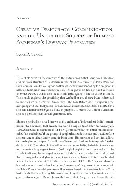 (PDF) Creative Democracy, Communication, and the Uncharted Sources of ...