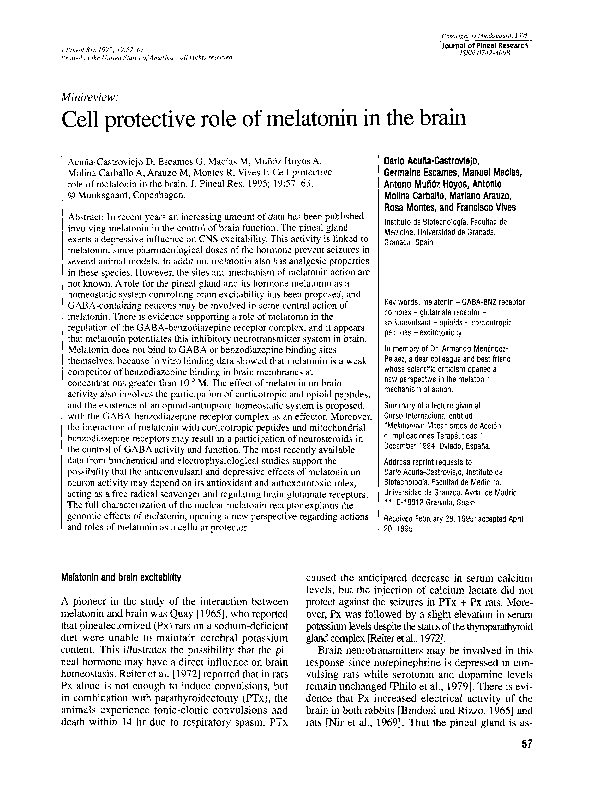 (PDF) Minireview: Cell protective role of melatonin in the brain