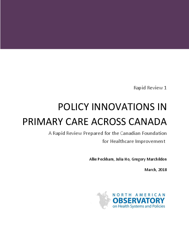 (PDF) Policy Innovations in Primary Care Across Canada A Rapid Review