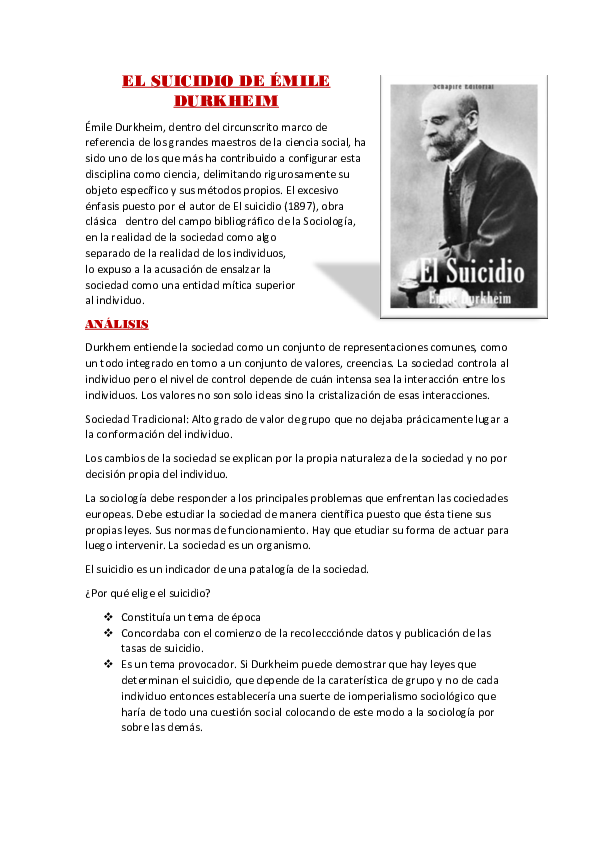 (DOC) EL SUICIDIO DE ÉMILE DURKHEIM