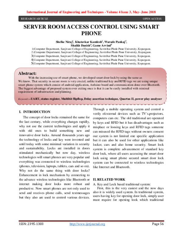 (PDF) Server Room Access Control Using Smart Phone International