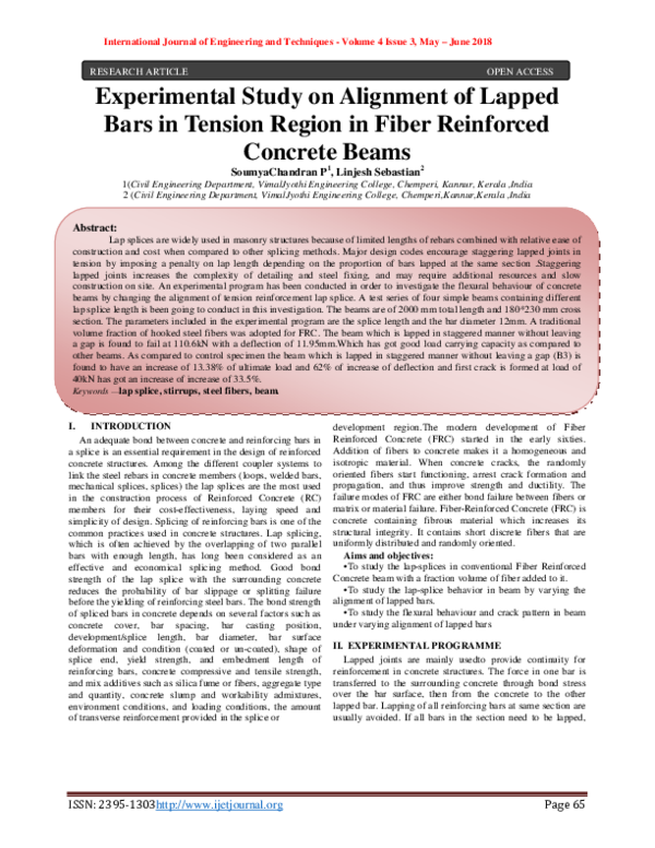 (PDF) Experimental Study on Alignment of Lapped Bars in Tension Region ...