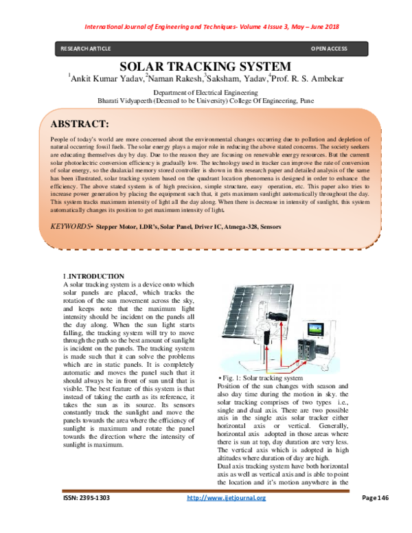 (PDF) Solar Tracking System International Research Group IJET