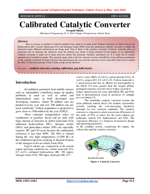 (PDF) Calibrated Catalytic Converter International Research Group