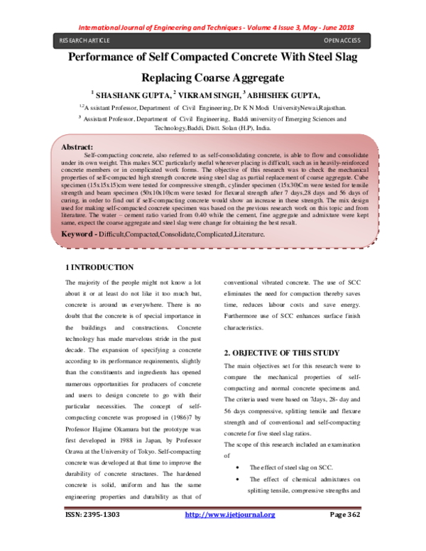 (PDF) Performance of Self Compacted Concrete With Steel Slag Replacing ...