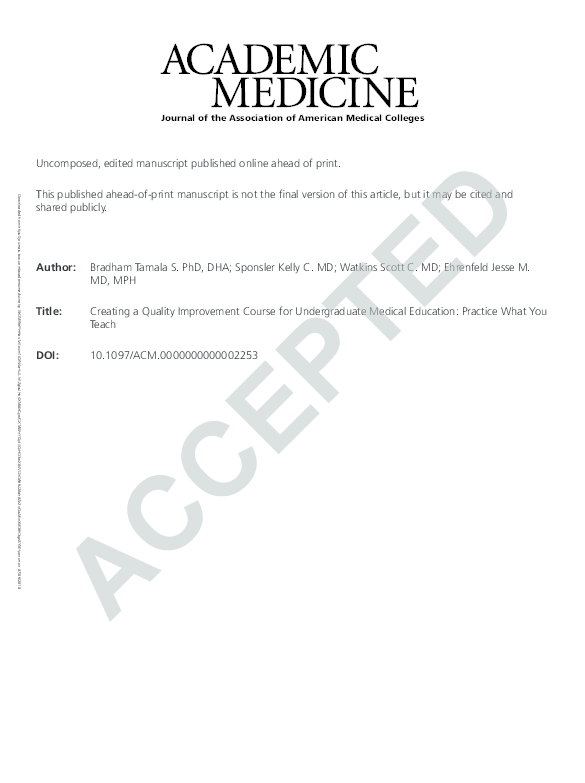 (PDF) Creating a Quality Improvement Course for Undergraduate Medical ...