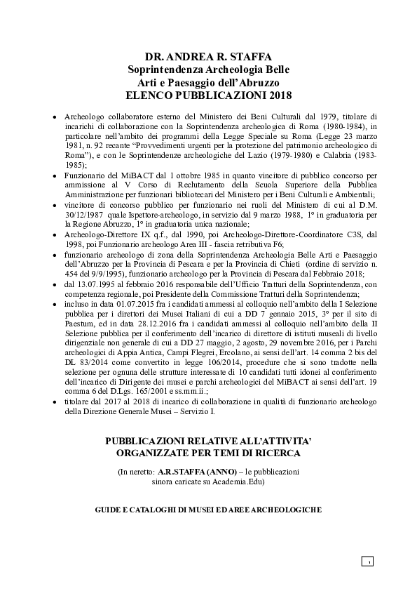 (PDF) A.R. STAFFA Elenco pubblicazioni 2018 (aggiornato Luglio 2018