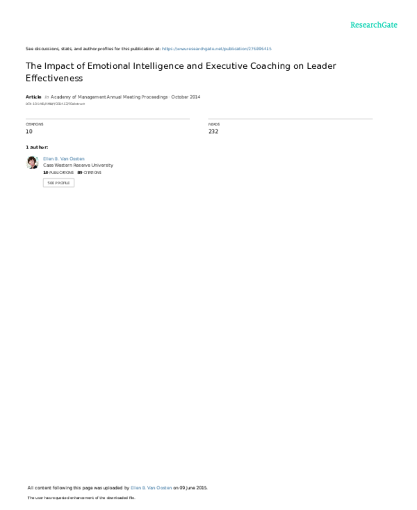 (PDF) The Impact of Emotional Intelligence and Executive Coaching on ...