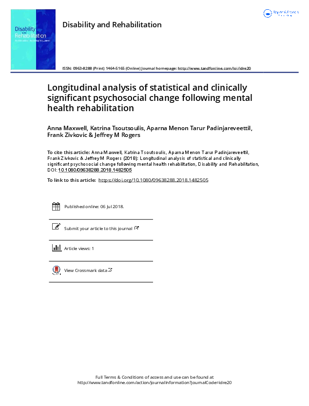 (PDF) Longitudinal analysis of statistical and clinically significant ...