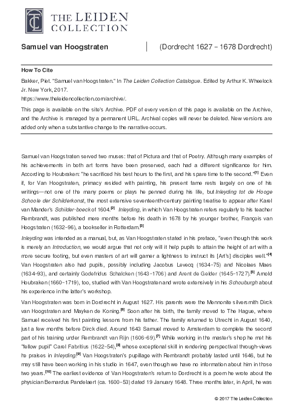 (PDF) Samuel van Hoogstraten (16271678) Piet Bakker Academia.edu
