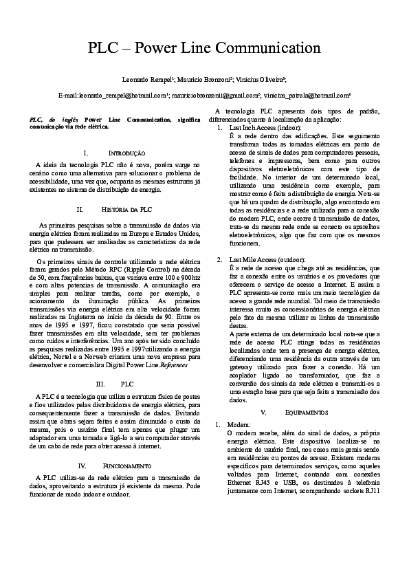 (DOC) PLC – Power Line Communication