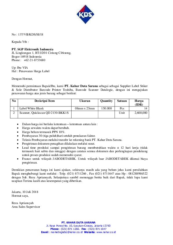 Pdf) Quotation Pt Sgp Elektronik Indonesia | Hanry Kurniadi - Academia.edu