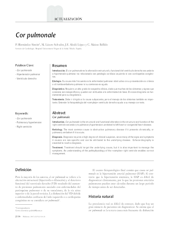 La hipertensión pulmonar crónica puede conducir al cuestionario de cor pulmonale