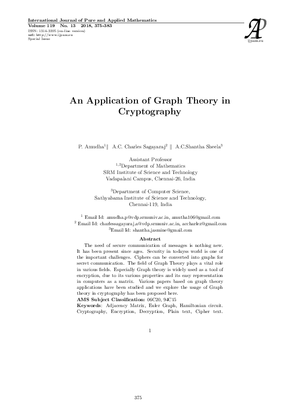  pdf an application of graph theory in cryptography