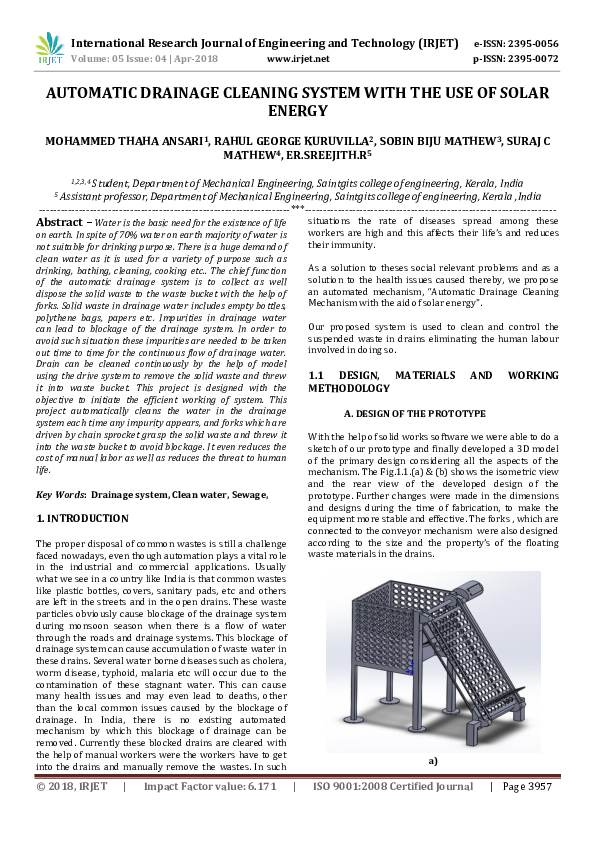 (PDF) AUTOMATIC DRAINAGE CLEANING SYSTEM WITH THE USE OF SOLAR ENERGY