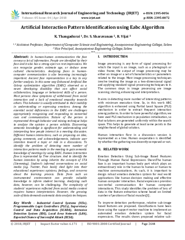 (PDF) Artificial Interaction Pattern Identification using Eabc Algorithm