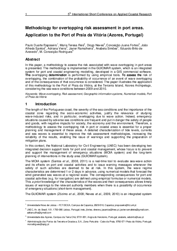 (PDF) A methodology for overtopping risk assessment in port areas ...