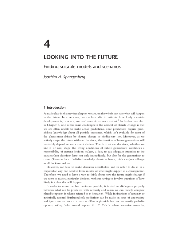  PDF Looking Into The Future Finding Suitable Models And Scenarios