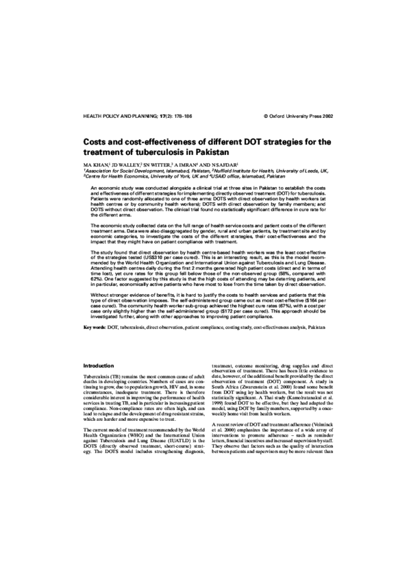 (PDF) Costs and cost effectiveness of different DOTS strategies for ...